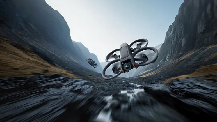 DJI Avata 2 immersive FPV flight through mountain landscape