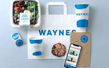 Waynes nya identitet bärs av en pigg primär blå färg, goda produkter, organiska former och en personlig touch