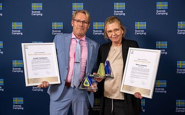 Fredrik Fredriksson och Maria Jonasson, vinnare av Svenska Campingpriset 2025.