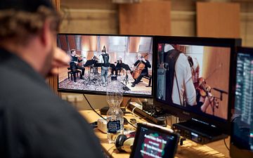 Das Freiburger Barockorchester während einer Live-Aufnahme für #inFreiburgzuhause im Mai 2020