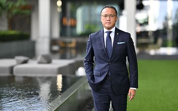 General Manager Jason Leung is seen at the Garden Terrace Lawn, Level 11, at Pan Pacific Orchard.