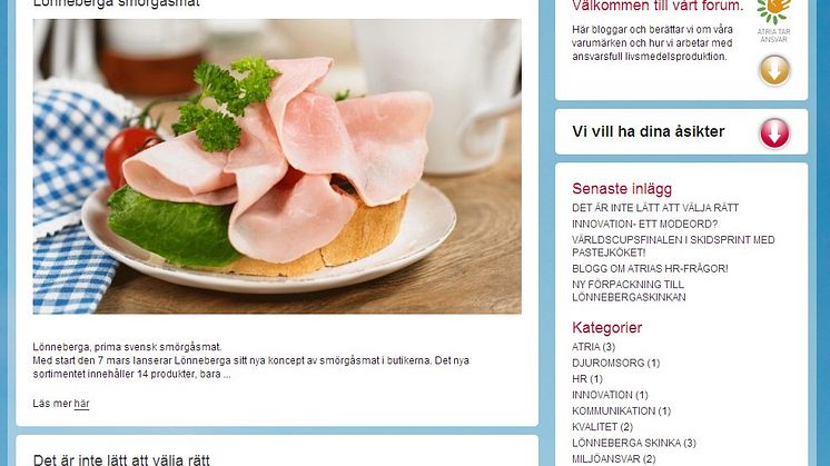Atria lanserar blogg på forum.atria.se