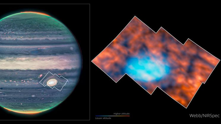 Jupiter’s atmosphere around the Great Red Spot (NIRCam and NIRSpec). Photo credit: ESA/Webb, NASA & CSA, Jupiter ERS Team, J. Schmidt, H. Melin, M. Zamani (ESA/Webb)