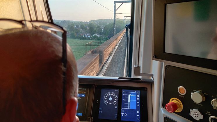 First ETCS Level 2 test train with GTR's John Herriott in the driver's seat.jpg