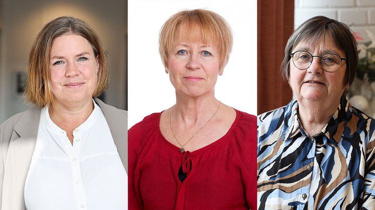 Tillförordnad HR-direktör Sara Bäckmark, avdelningschefen vid Erikslids hälsocentral, Christina Appelblad samt hälso- och sjukvårdsdirektör Elisabeth Karlsson.