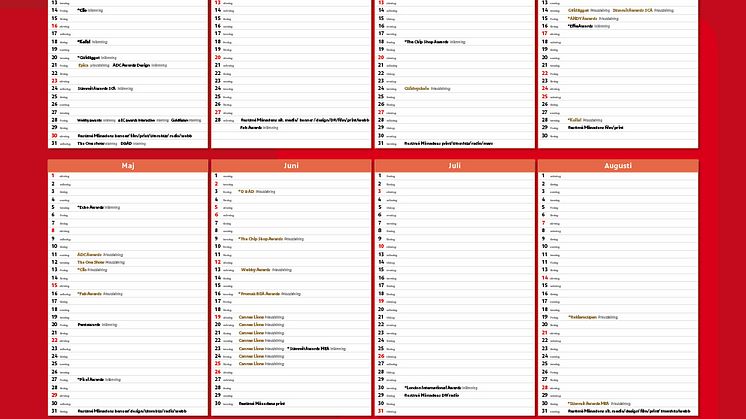 Canon samlar reklambranschens viktiga händelser i kalender