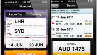 Momondos Flygjämförelseapp för iPhone