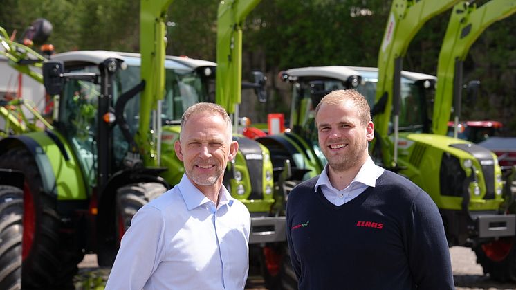 Tospann: Ståle Buraas og Håvard Johansen Lindgaard vil framover dele på ansvaret for CLAAS traktor, gjennom stillingene som henholdsvis salgssjef og produktsjef.