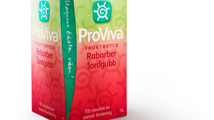 Nu är nya ProViva Rabarber Jordgubb här - en härlig smak som svenska magar kommer att älska