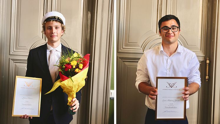 Anders Wall-stipendiaterna Liam Tideman och Lucas Martinez Garcia. (Foto: Katedralskolan)