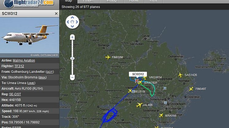 Följ flygtrafiken i realtid