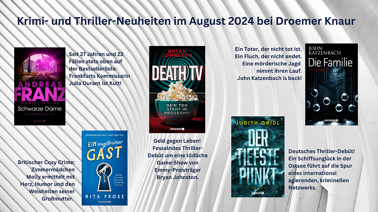 Most wanted: Die Krimi- und Thriller-Highlights im August bei Droemer Knaur