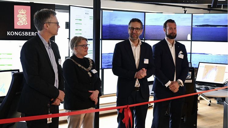 Left to right: Bjørn Jalving, CTO at Kongsberg Maritime; Christina Maria Bratli, Mayor of Horten Municipality, Norway; Tom Eystø, CEO at Massterly; Espen Gjerde, SVP at Wilhelmsen New Energy and Board Member at Massterly