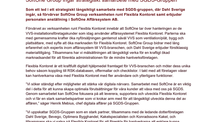 SoftOne Group ingår strategiskt samarbete med SGDS-Gruppen.pdf