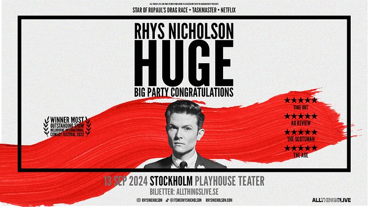 Rhys Nicholson till Stockholm med showen "Huge Big Party Congratulations!"