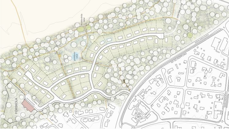 Illustrationsplan över Dp 1962, Hökåsen. Skiss: Topia landskapsarkitekter