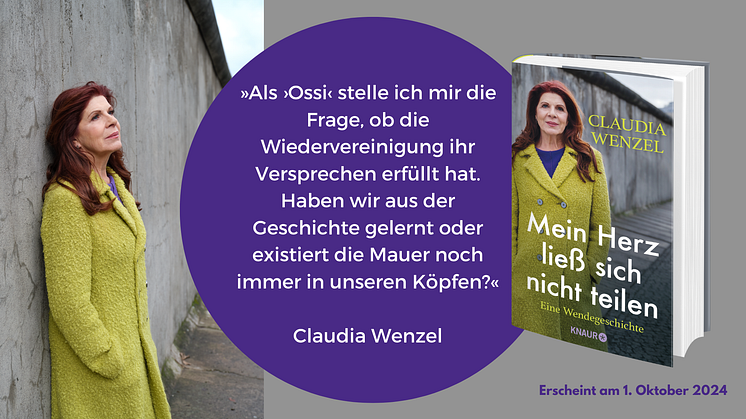 Schauspielerin Claudia Wenzels persönlicher Blick auf ihr Leben in der DDR und das wiedervereinigte Deutschland 35 Jahre nach dem Mauerfall