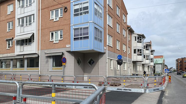 Just nu byggs en cykelöverfart på Storgatan. Foto: Skellefteå kommun