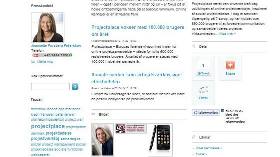 Projectplace en af de første til at færdiggøre sit nye Social Media Newsroom