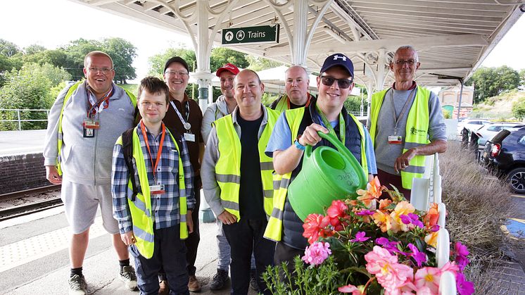 Keeping the stations of West Sussex beautiful: Volunteers and staff at Arundel station - more pictures below