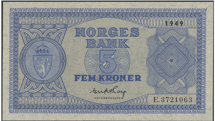 Eksempel på seddel fra 1949 som har vært å finne på nettauksjon. Ble lagt ut med minstepris på tre kroner. 