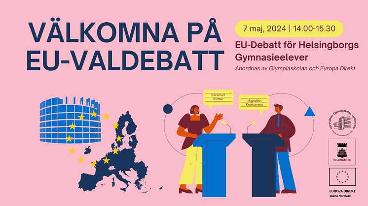 Hela 550 förstagångsväljare från Helsingborgs gymnasieskolor kommer till Olympiaskolan för att lyssna på en valdebatt inför EU-valet.