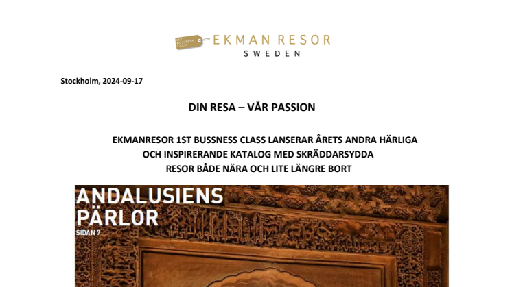 Stockholm 2024-09-17. EkmanResor 1st Bussness Class lanserar årets andra härliga och inspirerande resekatalog, utgåva 02 2024.pdf