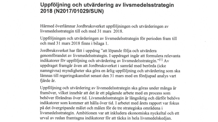 Uppföljning och utvärdering av livsmedelsstrategin 2018