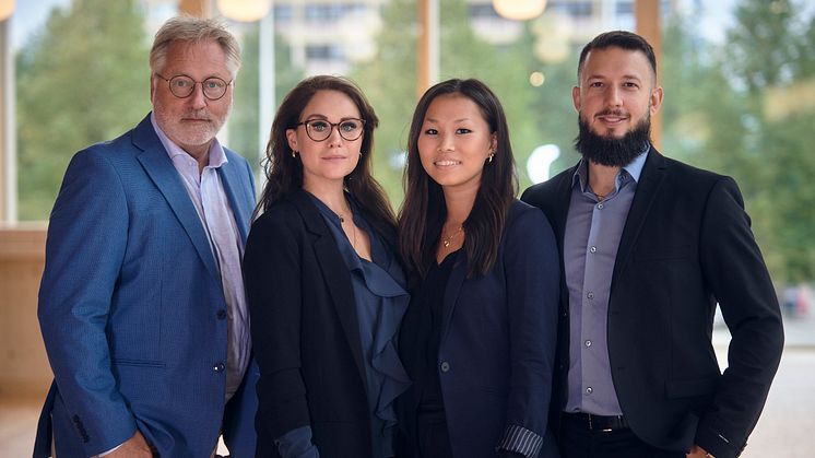 Toppmäklare till Bjurfors nya kontor i Skellefteå. Från vänster: Stefan Lönnefjord, Sofie Jonasson, Agnes Pettersson och Alexander Simonsson.