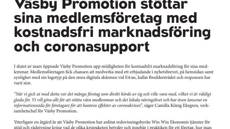 Väsby Promotion stöttar sina medlemsföretag