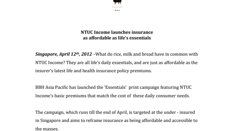 NTUC Income launches insurance  as affordable as life’s essentials