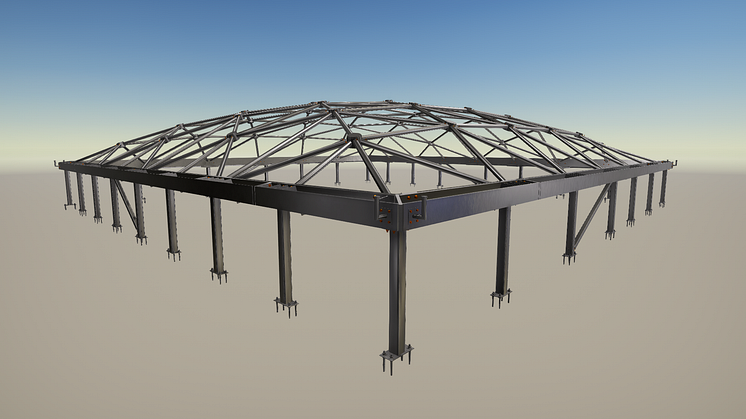 Modell i Tekla Structures av Nationalmuseums kupoltak