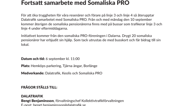 Pressinbjudan - Fortsatt samarbete med Somaliska PRO