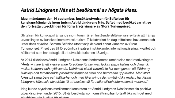 Astrid Lindgrens Näs ett besöksmål av högsta klass.