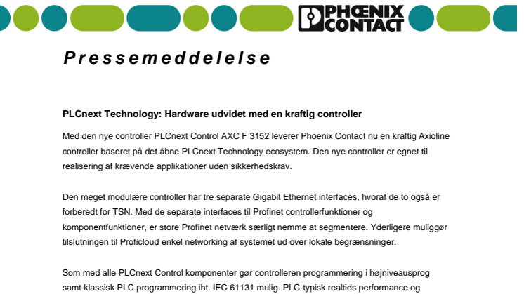 PLCnext Technology: Hardware udvidet med en kraftig controller