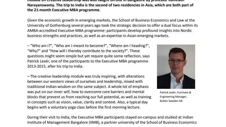  Executive MBA participants go to India