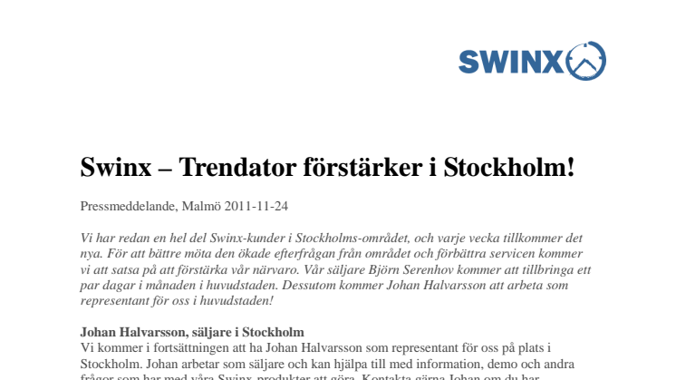 Swinx - Trendator förstärker i Stockholm