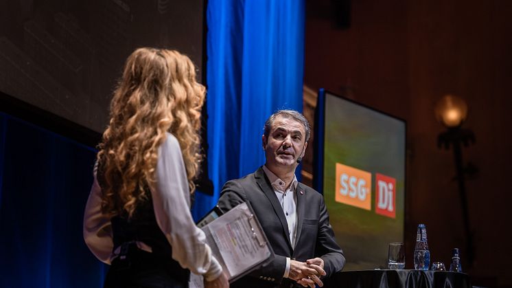 Näringsminister Ibrahim Baylan föreläste på Industri & Framtid 2019. Fotograf: Pax Engström Nyström.