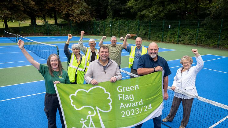 At Hamilton Road park are (front, from left) Kathryn Taylor, volunteer development officer; Cllr Alan Quinn; and Mike Bent, parks and countryside manager; with volunteers from Whitefield Wombles, Love Springwater Park and Friends of Burrs