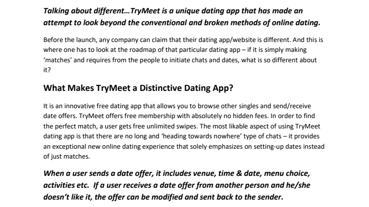 A Unique Online Dating App TryMeet is ready to Set New High Standards