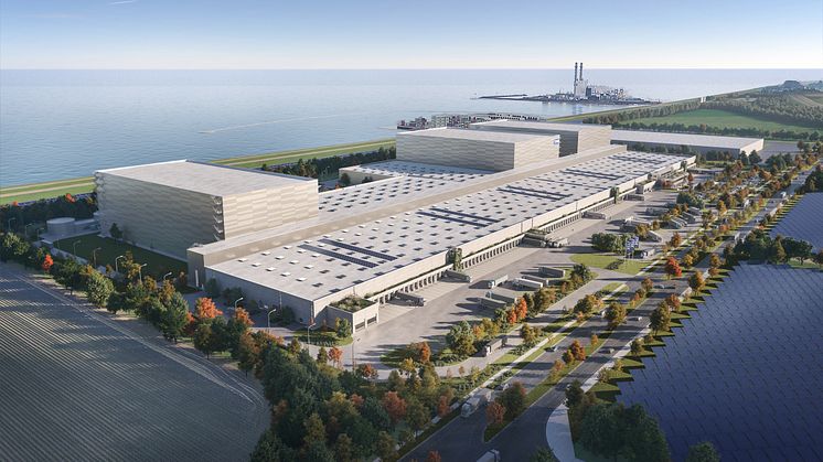 Visualisation of JYSK's future distribution centre in Lelystad in the Netherlands.