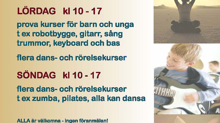 Testa en kurs - gratis prova-på-helg 28-29 januari