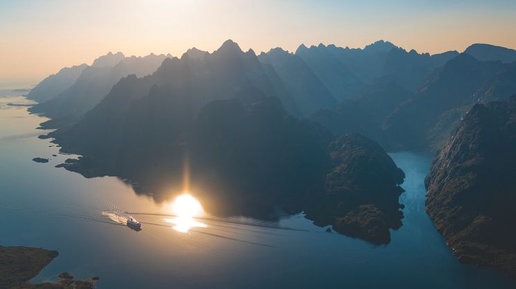 A Hurtigruten ship about to enter Trollfjord in Norway. Photo: Stian Klo.