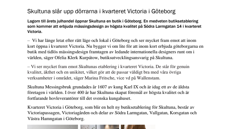 Skultuna slår upp dörrarna i kvarteret Victoria i Göteborg
