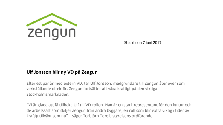 Ulf Jonsson blir ny VD på Zengun