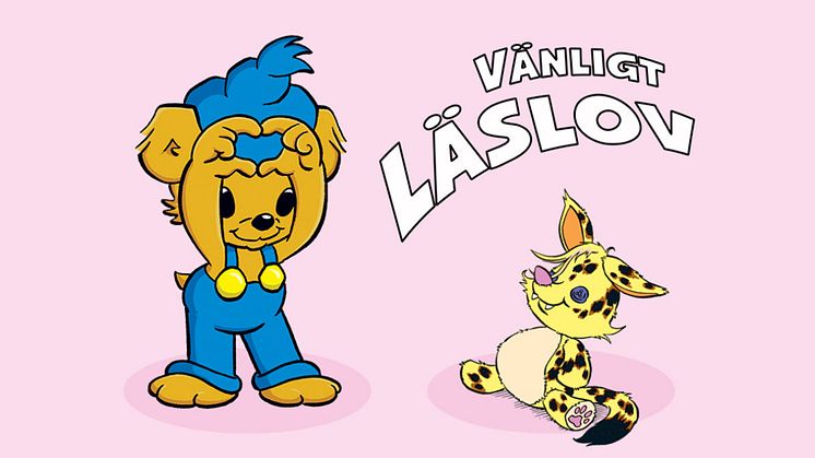 Bamse frontar vänligt Läslov med Nicolas Lunabba