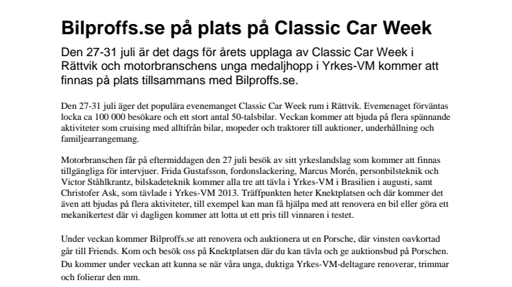 Bilproffs.se på plats på Classic Car Week