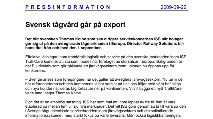Svensk tågvård går på export