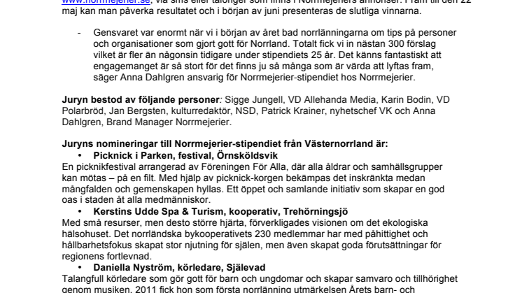 Vem vinner Norrmejerier-stipendiet 2012? Picknick i parken och Ulvö Hotell bland de nominerade