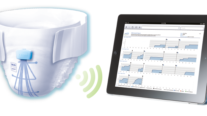 Det smarta inkontinensskyddet är utrustat med sensorer som under 72 timmar samlar in information om när det sker läckage.